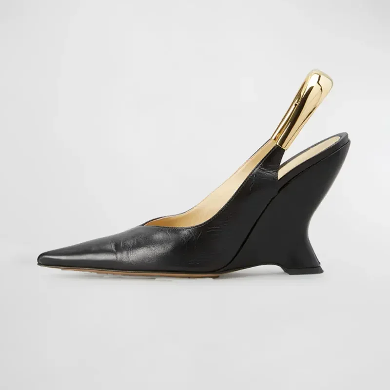 2024Women's Summer New High Heel Thick Sole Sandals Shaped Heel Shallow Mouth Pointed Fashion Sexy Women's 44 Plus Size Shoes 3