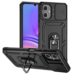 Magnetic Heavy Duty Shockproof Phone Case with Holder and Magsafe Compatibility for Galaxy A07 5G (Black)