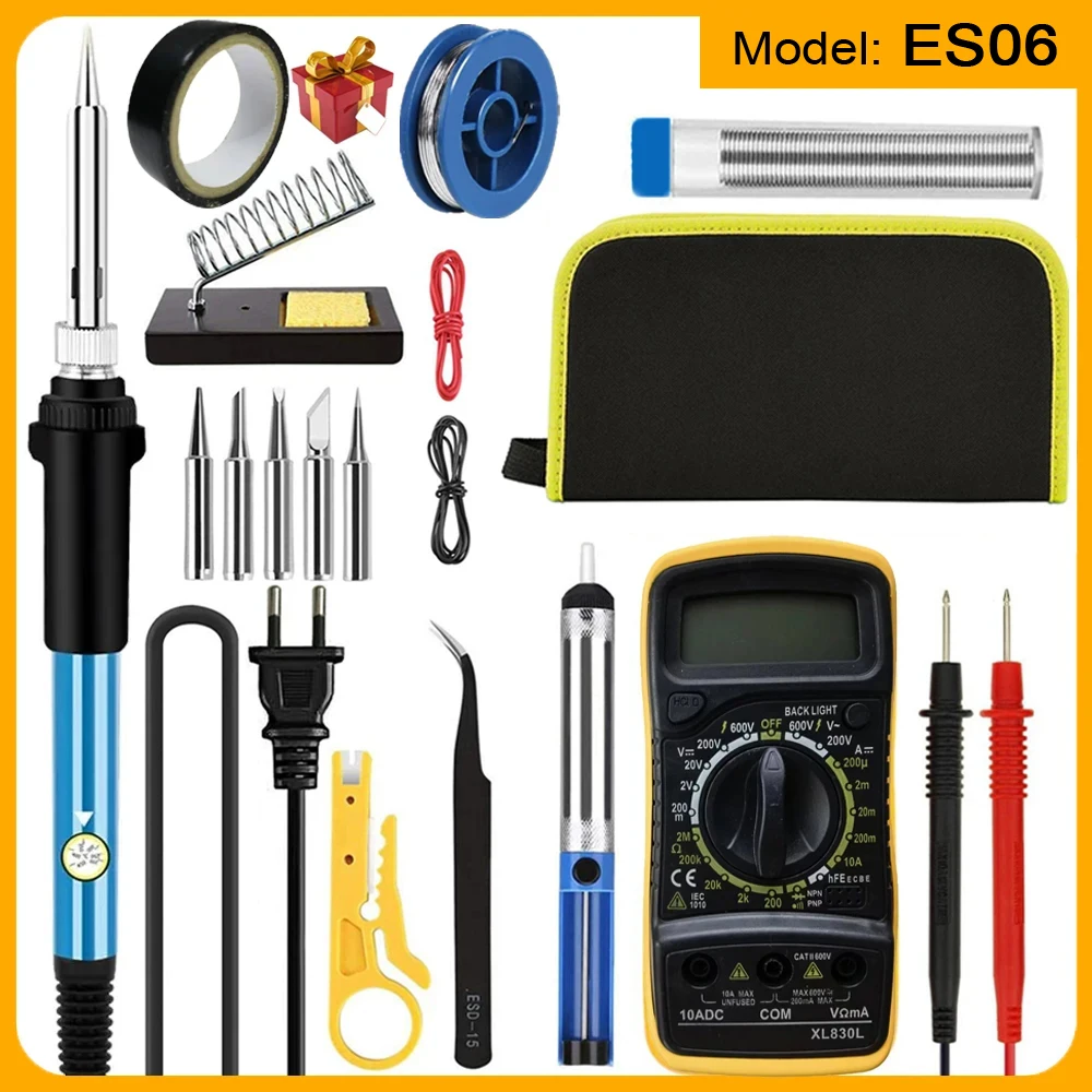 Soldering Iron Kit NEW Soldering Iron Kit Welding Tool 908-02:16-IN-1 908-06:20-IN-1 With Digital Multimeter 5 Extra Tips EU/US Plug 60W soldering iron kit soldering iron set electric soldering iron soldering iron