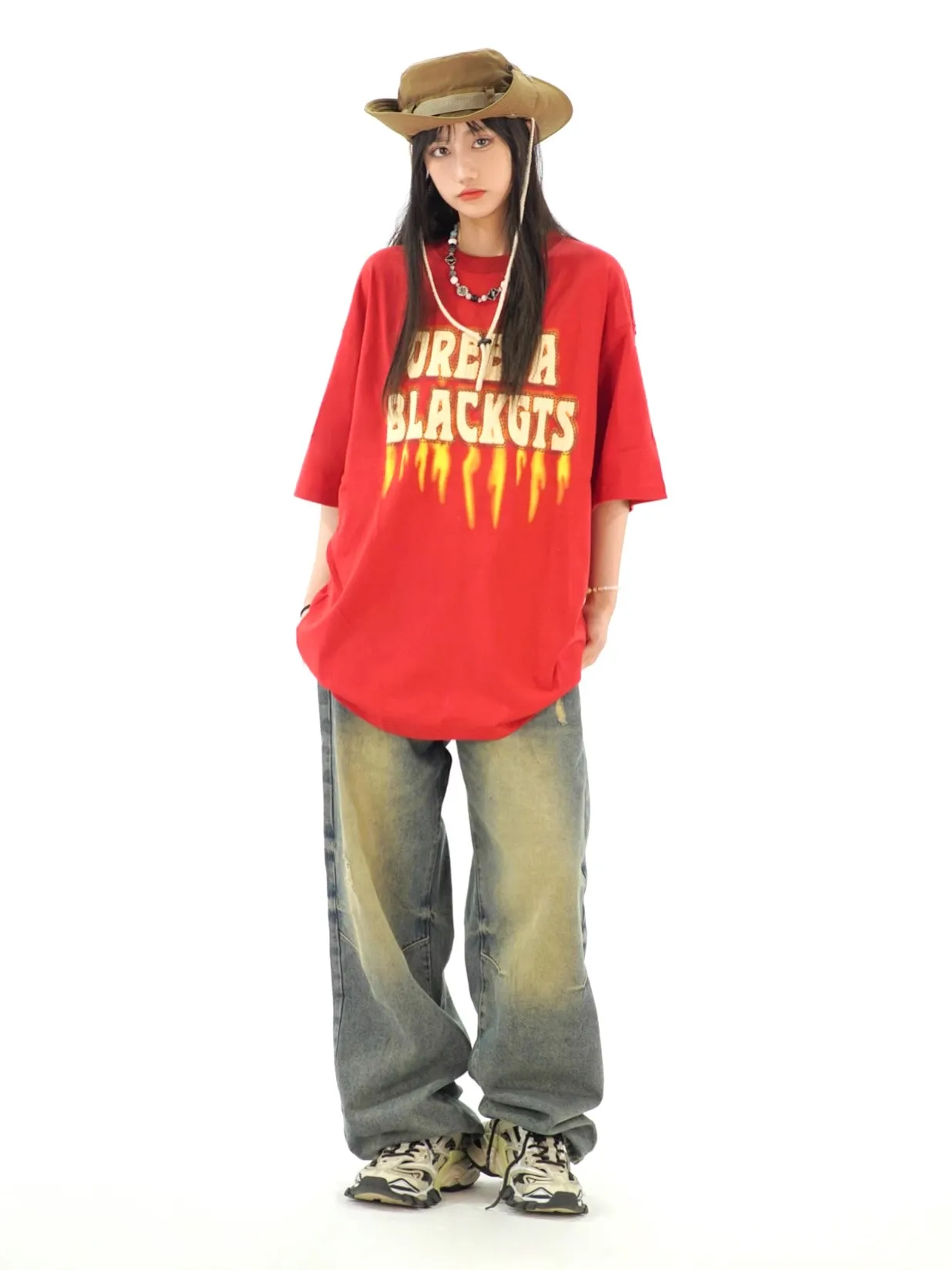 WCFCX STUDIO Y2K Distressed Baggy Jeans Women Vintage 90s
