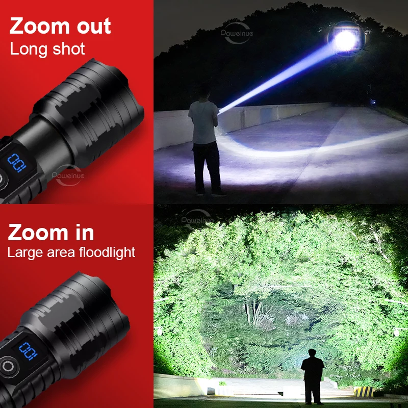 1000000LM Rechargeable Zoom Flashlight 2