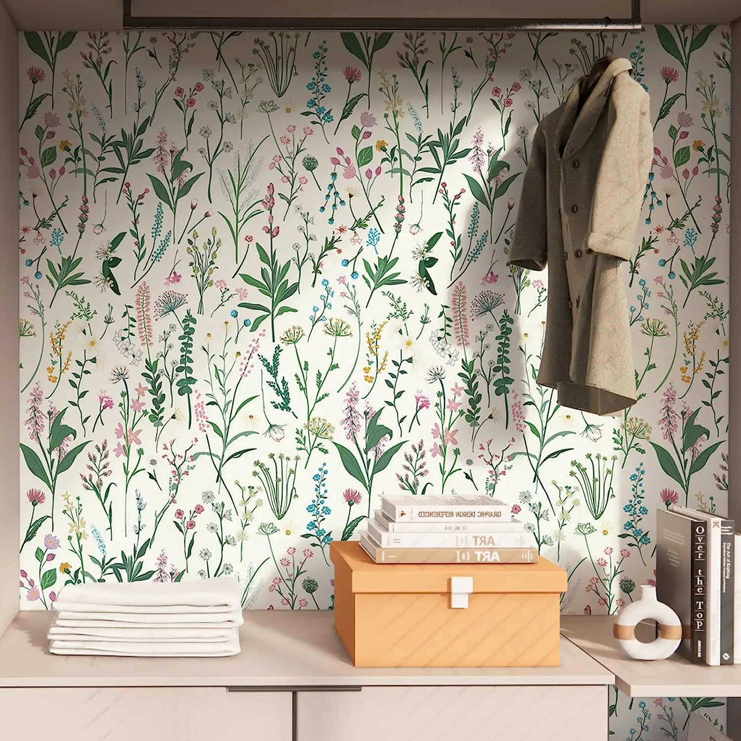 꽃 껍질과 스틱 벽지 비닐 벽지 수채화 꽃 자체 접착 벽지 비닐 필름 방수 접촉 용지