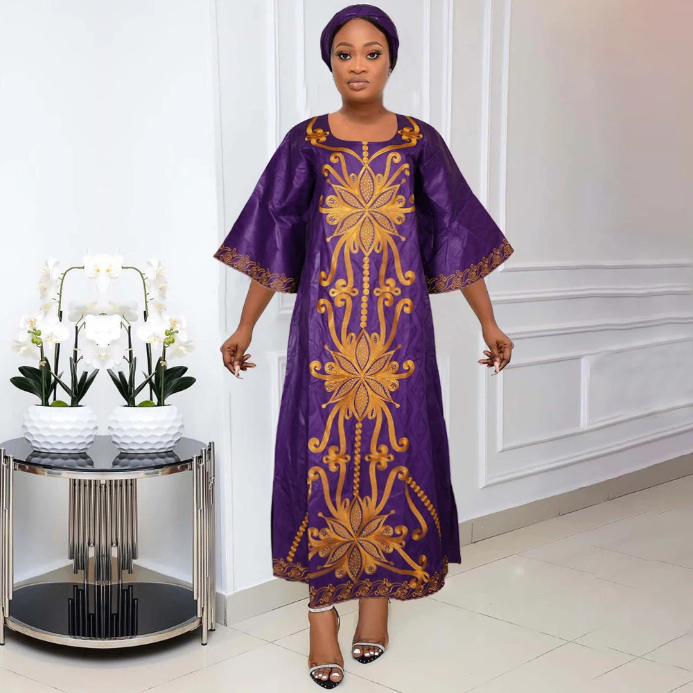 H&D African Clothes For Women Traditional Embroidery Dresses Bazin Riche Maxi Dress Women High quality Party Wedding 2024