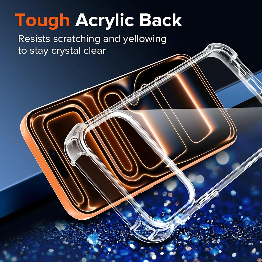Shockproof Hybrid Transparent Case - Durable PC Hard Back with Silicone Soft Shell