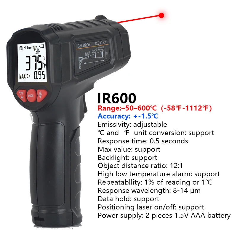 Enhanced Infrared Thermometer with Double Laser for High Temperature Measurement