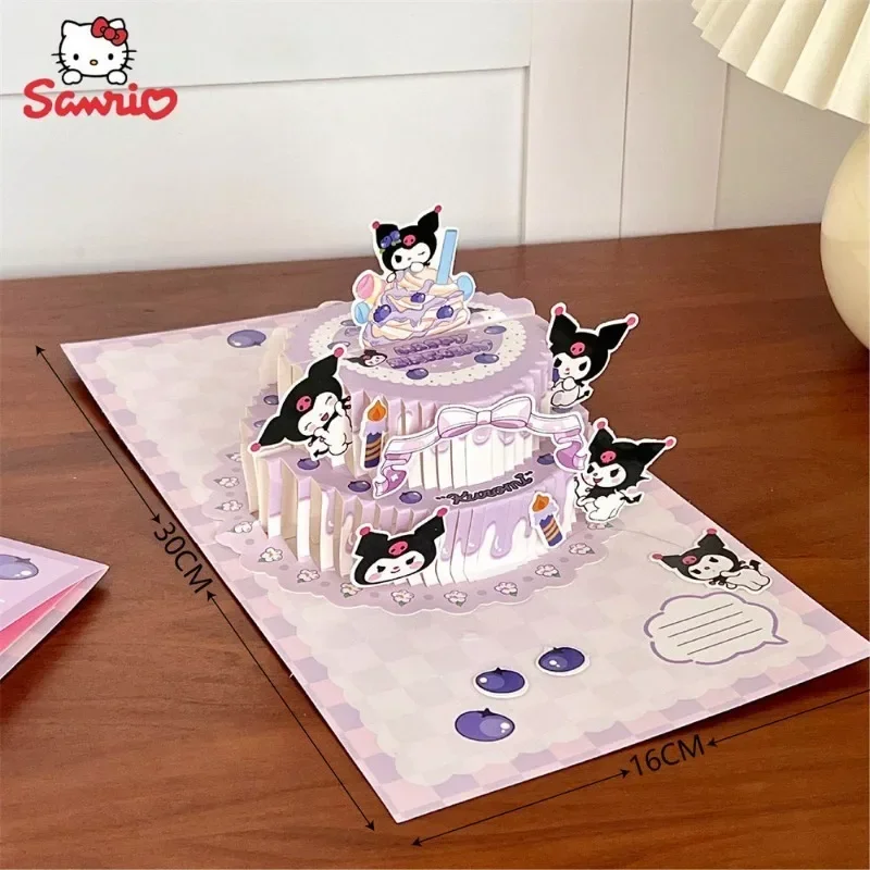 

Sanrio Kawaii 3D Birthday Cake Pop-Up Birthday Cake My Melody Kuromi Anime Postcards Envelope Greeting Cards All Occasion Gift