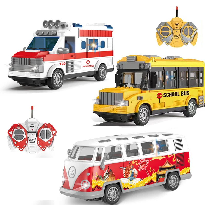

1: 30 4CH Simulation RC Bus Toy Ambulance Model Electric Light Remote Control Car Children Toy Boy Gift