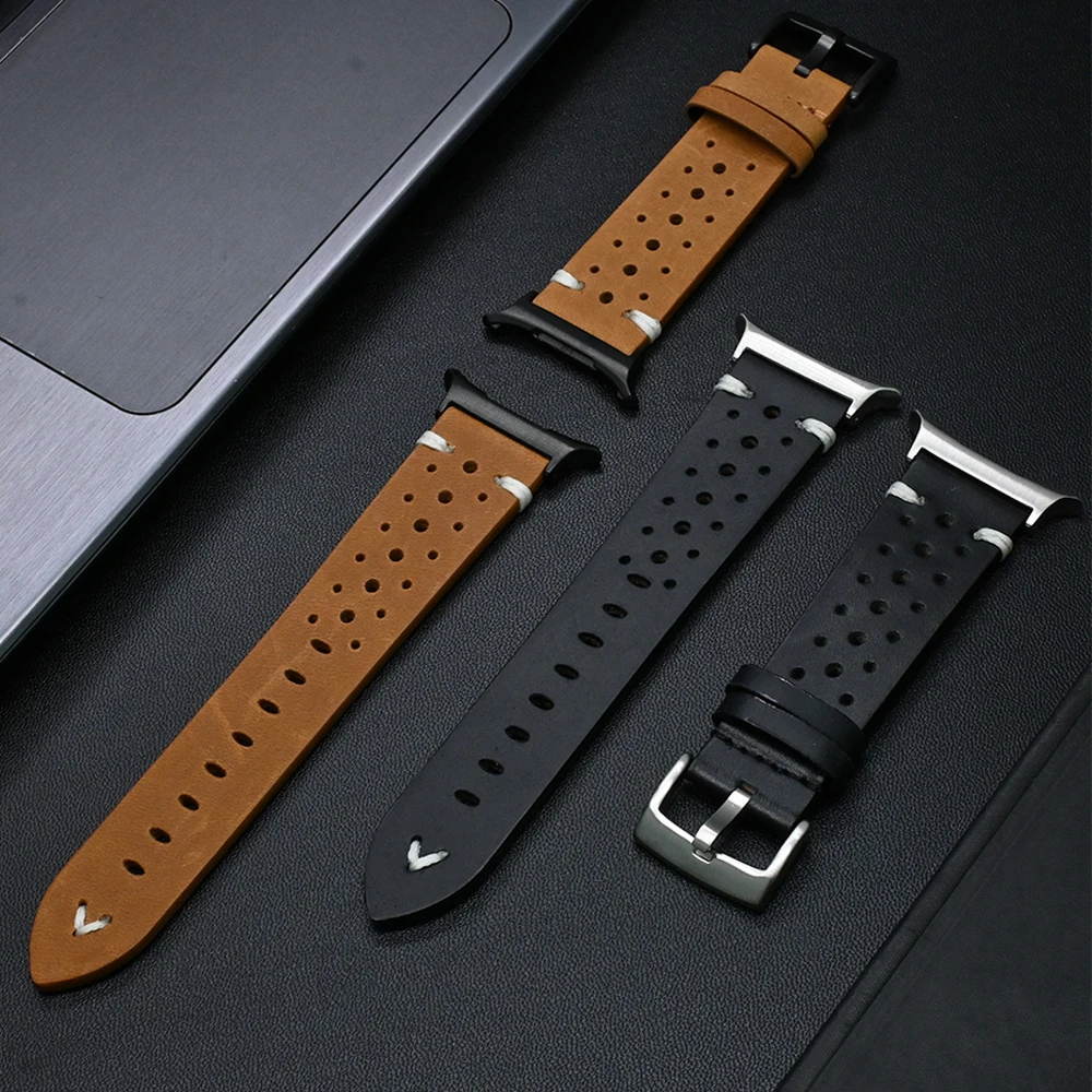 Premium Leather Band, Men's No-Gap Strap, Quick Fit Bracelet and Correa