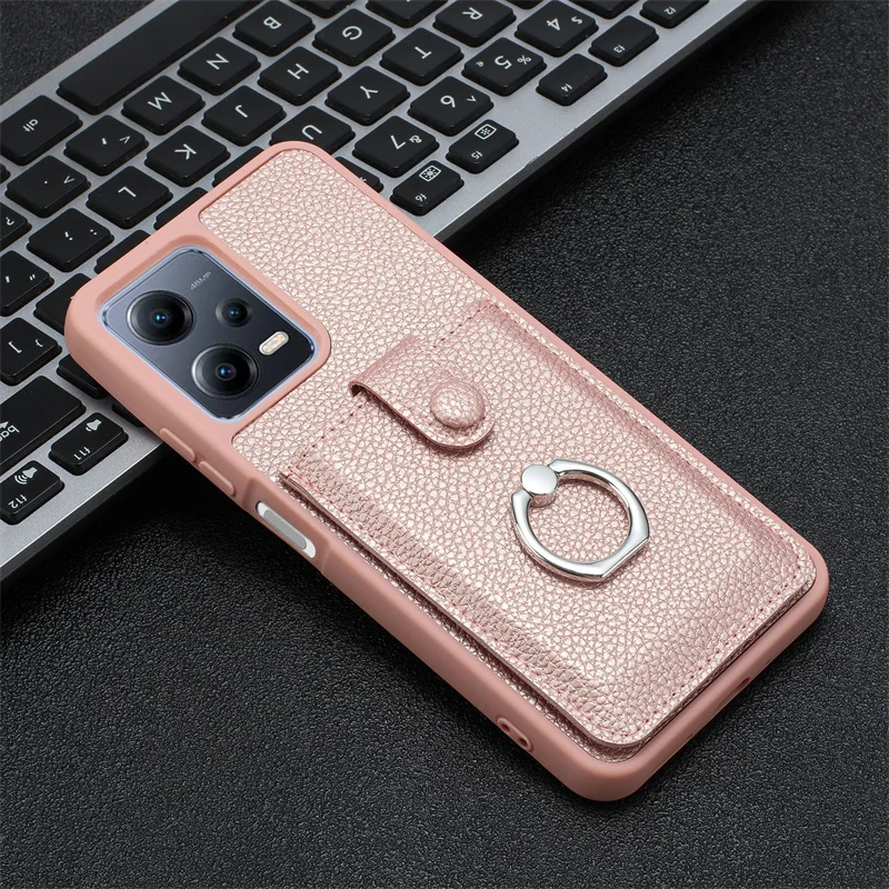 Elegant Leather Wallet Phone Case with Card Slots and Ring Holder - Premium Back Cover
