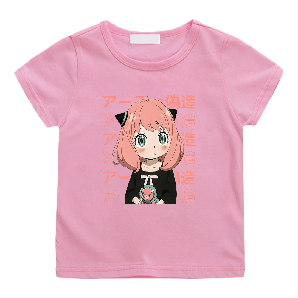 Anya Spy X Family Tshirt Kids Anime Graphic T-shirt Boys Short Sleeve Summer Tops Kawaii Shirts for Girls 2