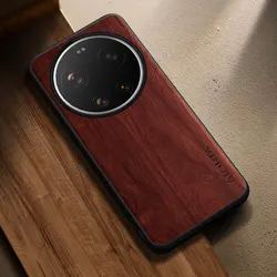 Modern Stylish Wooden Pattern PU Leather Case - Premium Cover for Xiaomi 17 (Brown)