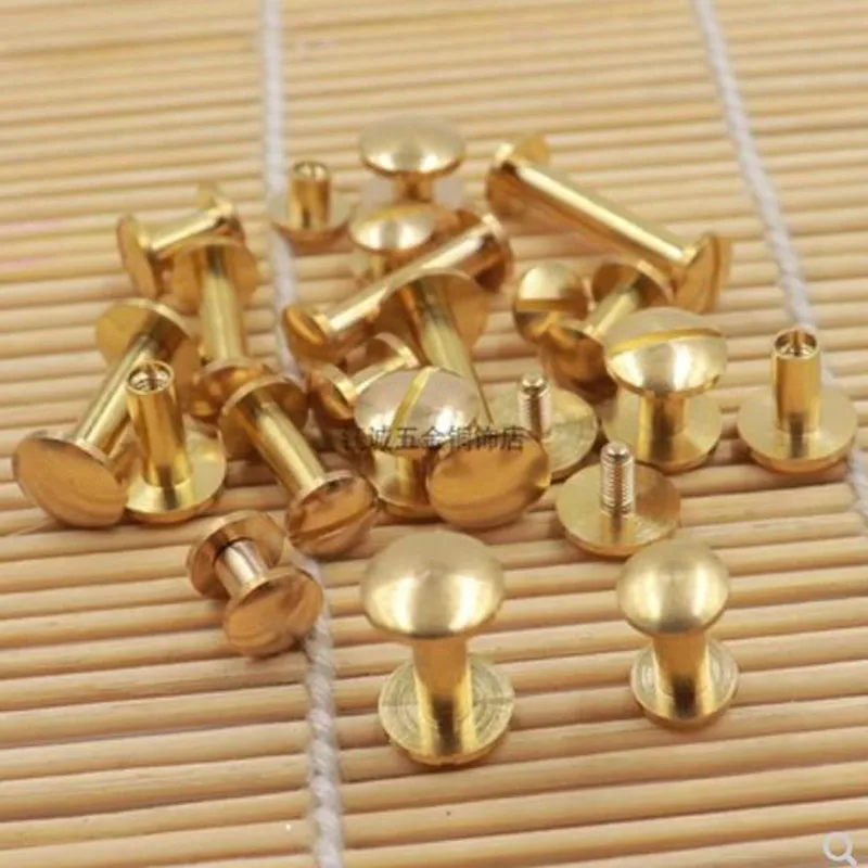 10sets Solid Brass Belt screw Binding Chicago book Screws Nail Stud Rivets For Photo Album Leather Craft Studs head 8mm /10mm rivets and fasteners rivets and screws binding screws