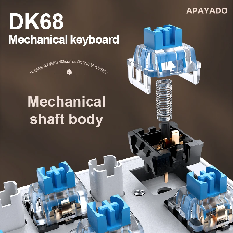 Apayado 68 키 레트로 펑크 트리플 모드 기계식 키보드, 블루투스 USB C 유선 핫 스왑 가능 게임용 키보드 (PC 노트북용)