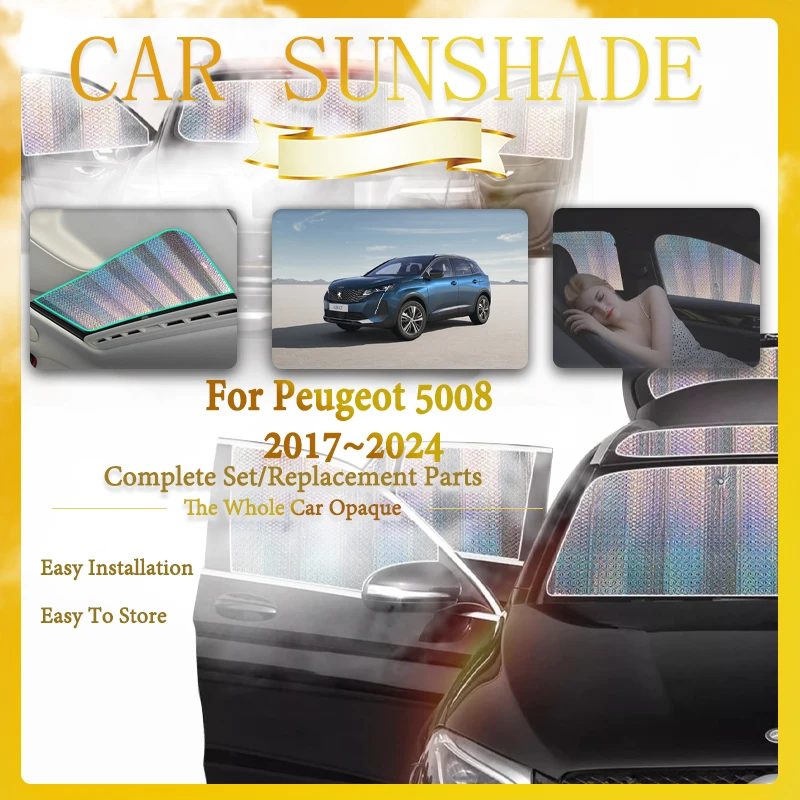 For Peugeot 5008 MK2 P87 2017~2024 Car Window Sunshade Covers Sun Window Visors Skylight Shields Coverage Pads Auto Accessories full car covers sun visors for jeep grand cherokee wk2 2011 2022 2012 2013 car window visor coverage sunshade covers accessories