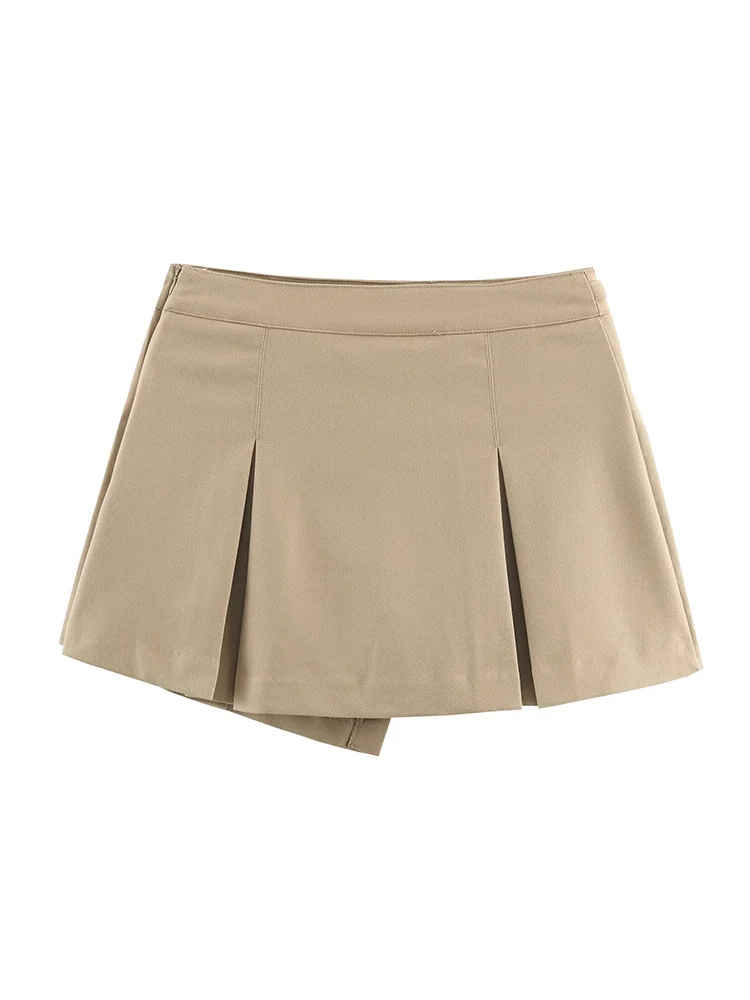 Fashion Women's Shorts Skirts High Waist Zipper  Pockets Safari Style Casual Shorts Skirts Summer New Solid Color Mini Skirts