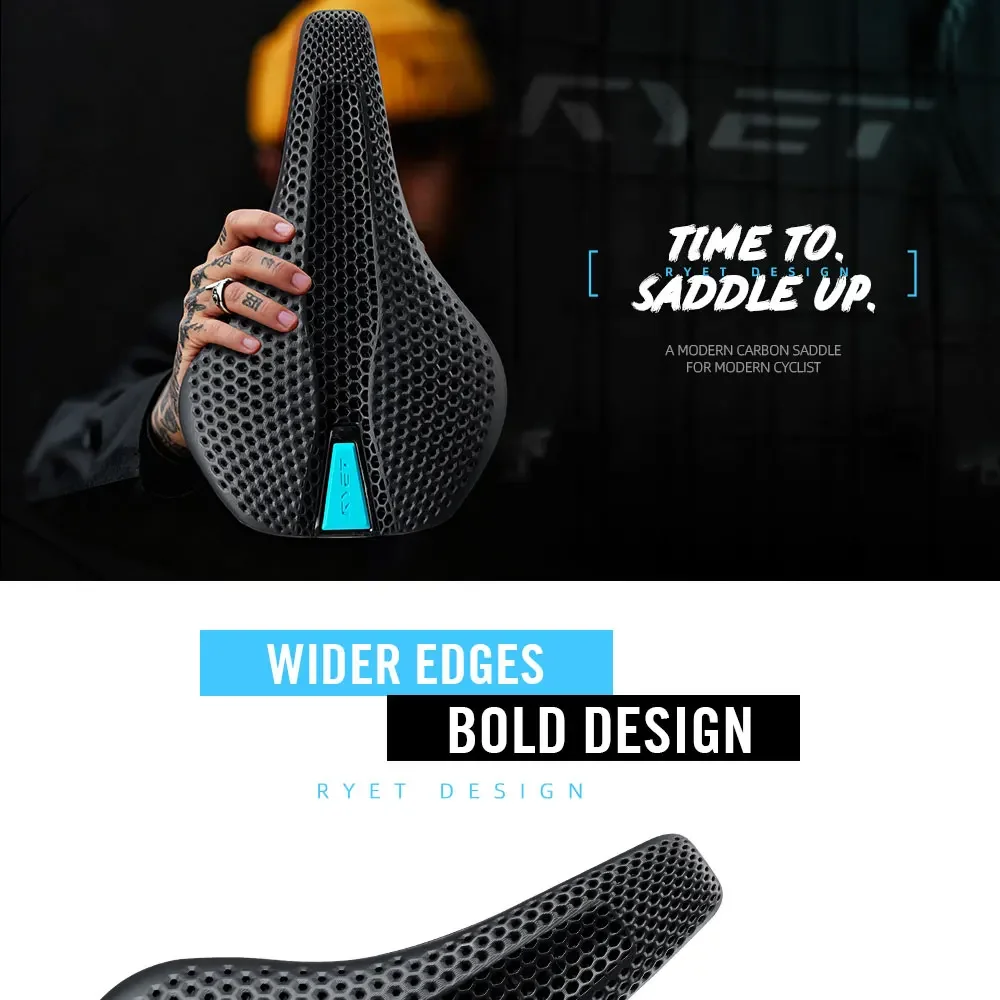 2025 RYET Carbon-Sattel für MTB-Kies-Rennrad, 175 g, 3D-gedruckt, 7 x 9 mm, Carbon-Schienen, 143/155 mm, für Renn- und Komfort-Fahrradteile – Detail 13