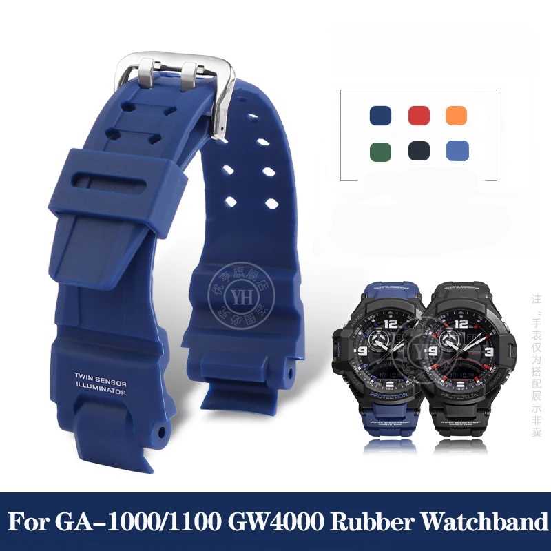 Cinturino In Gomma Per Casio Ga-1000/1100 Gw4000/G1400/Gw-A1000 Cinturino Per Orologio Maschio Nero Blu Arancione Bracciale In Silicone Impermeabile