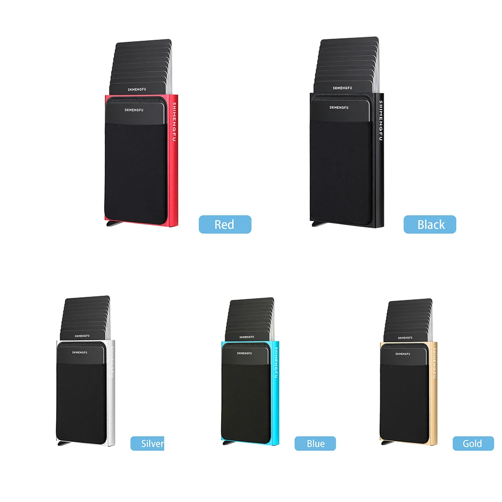Thin Pop-out RFID Metal Card Holder Slim Aluminum Wallet Elasticity Back Pouch ID Credit Card Holder Travel Cardholder Purse leather wallet wallet card holder card holder credit card holder credit card wallet card wallet id card holder id card case wallet card bag document card wallet