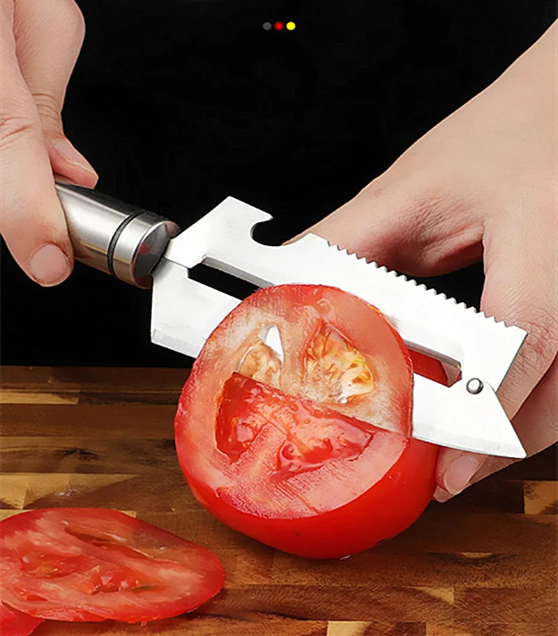Description Picture 6 of itemMultifunctional Stainless Steel Peeler Manual Household Vegetable Paring Knife Cutter Slicer with Wooden Handle Kitchen Gadgets