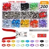 Snap Button Plier Tool 100/200 Set 10Color Metal DIY Hand Pressure Studs Fasteners Kit Installing Clothes Bag Sewing Accessories 1