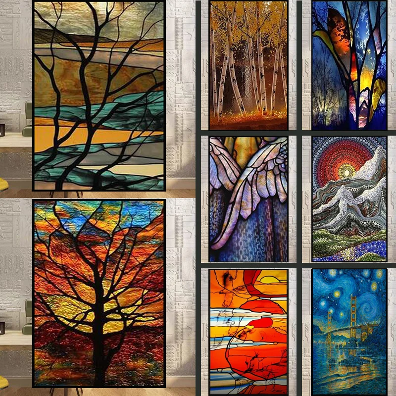 Panneau de Verre Vitrail Arbre de Vie - Verre Art Senegal