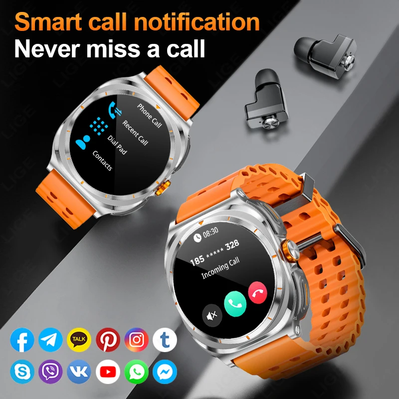 New 2026 TWS 2-in-1 Wireless Headset Smart Watch 7 Ultra AMOLED HD Screen Smartwatch with Earbuds Bluetooth Call Sports Watches