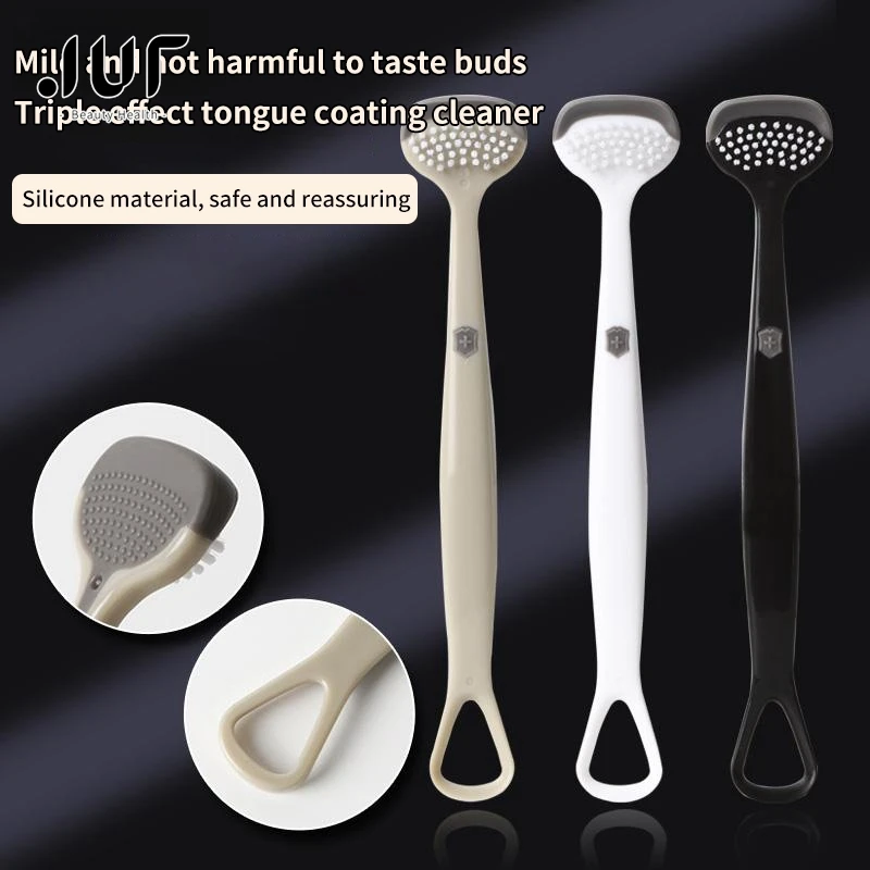남녀공용 혀의 실리콘 스크래퍼, 양면 전문 혀 클리너, 재사용 가능한 혀 클리너, 구강 청소 도구 
