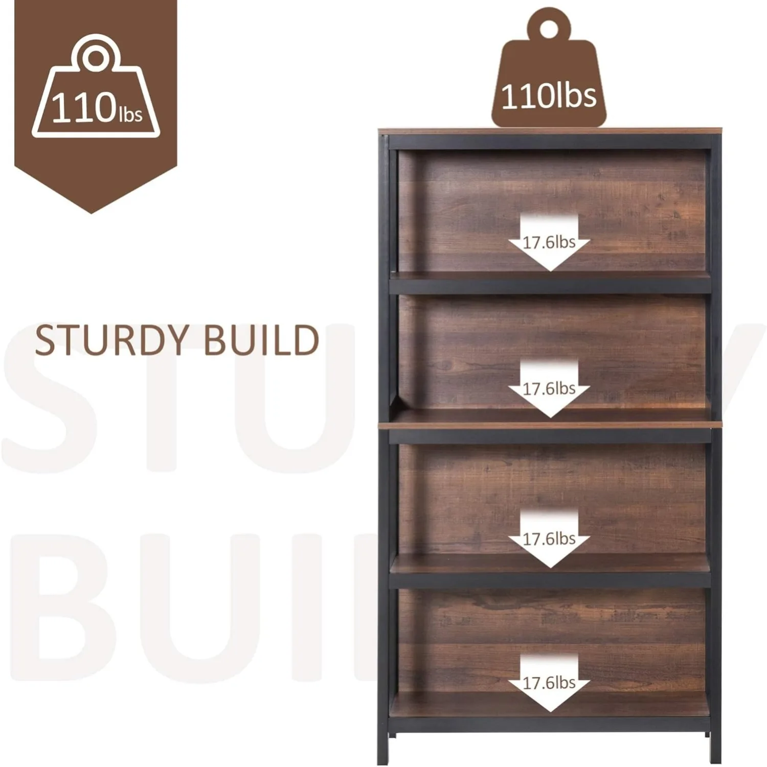 4-Tier Bookshelf Storage Shelf 6