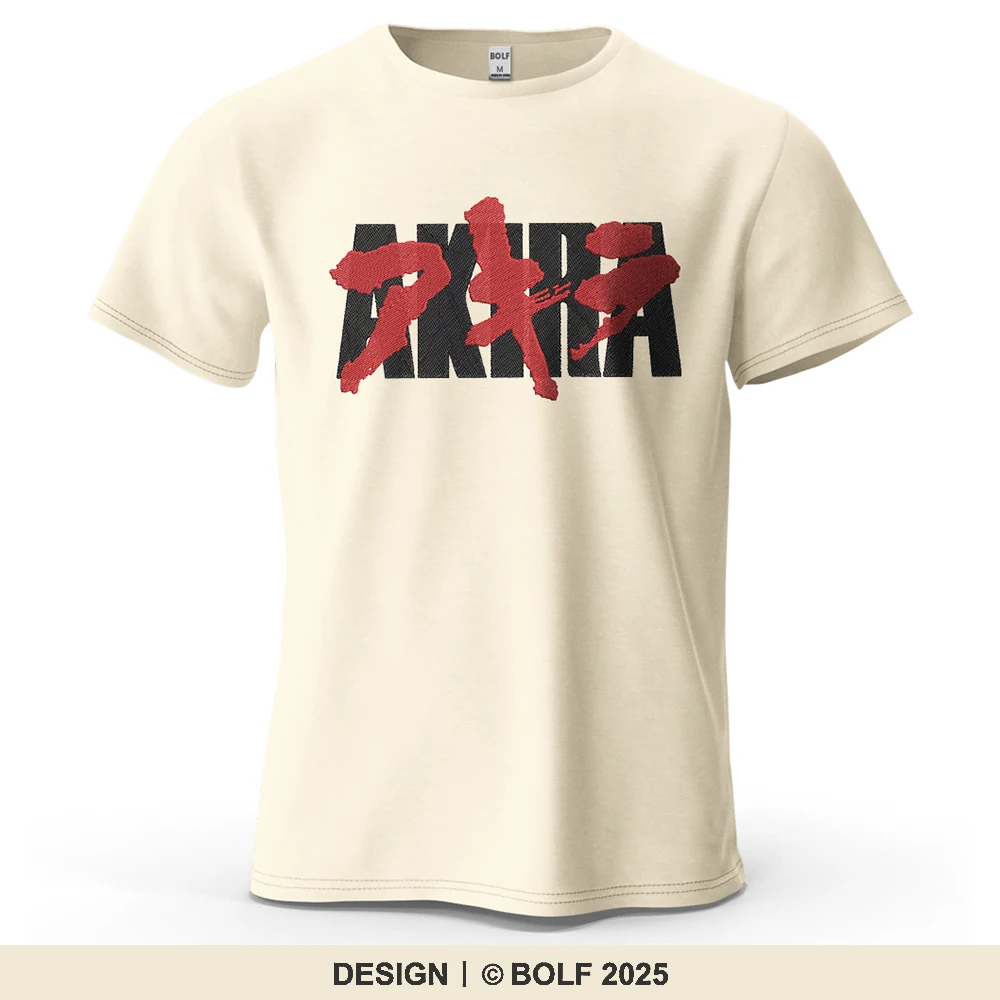 Akira japanische Schriftart bedrucktes Herren-T-Shirt aus 100 % Baumwolle, übergroße klassische Grafik-T-Shirts für Damen, Tops, T-Shirts, Streetwear