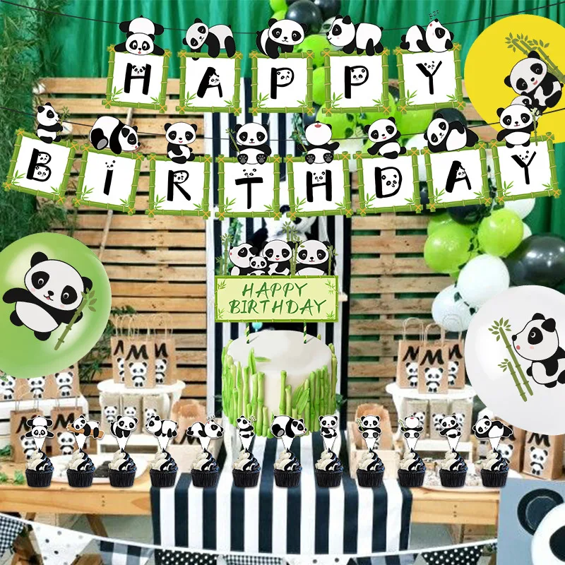 Panda Theme Party Cake Decoration, Cute Panda Cake Inserts, Happy Birthday Toppers