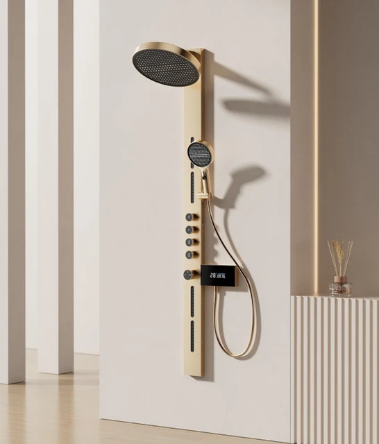 ชุดฝักบัวติดผนังพร้อมหน้าจอ LED แสดงอุณหภูมิแบบดิจิตอล แผงฝักบัวสแตนเลส 2