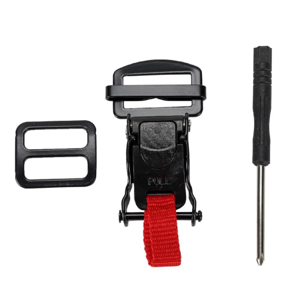 thumbnail image 1 of Hebillas de tracción para casco de motocicleta, color negro y rojo, nuevo diseño, ajuste de 6 velocidades, clip para casco de bicicleta duradero, 1 of 5