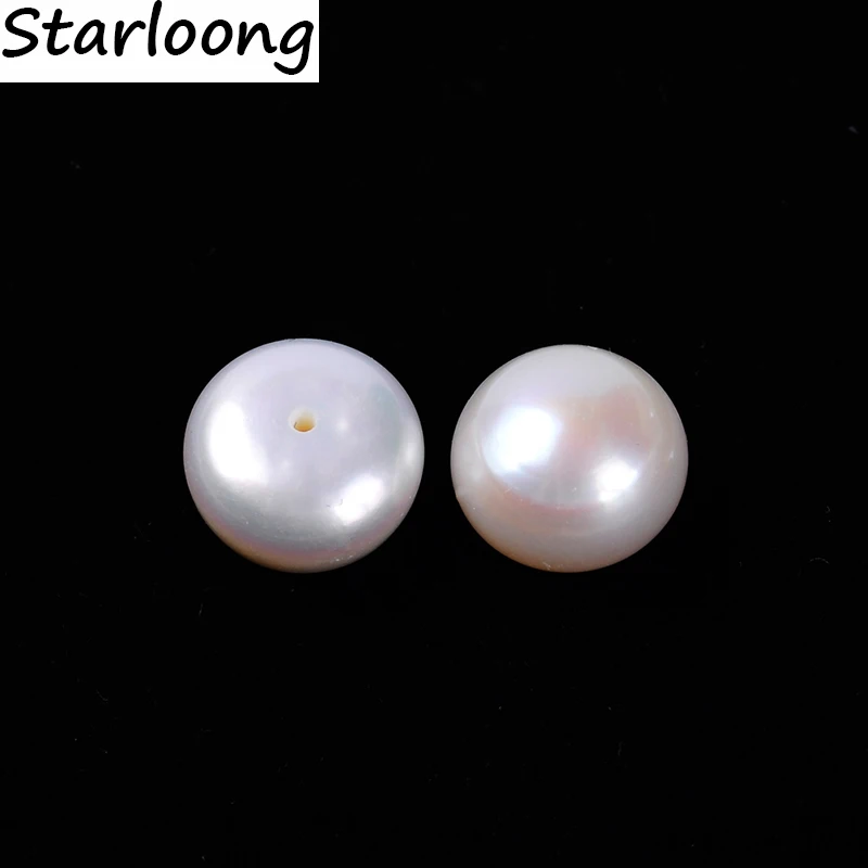 

1pair/lot High quality 10-10.5mm round rondelle natural freshwater pearl beads with one hole jewelry making DIY for earrings