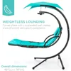 Hanging LED-Lit Curved Chaise Lounge Chair Swing for Backyard, Patio, Lawn w/ 3 Light Modes, Durable Weatherproof Cushion 3