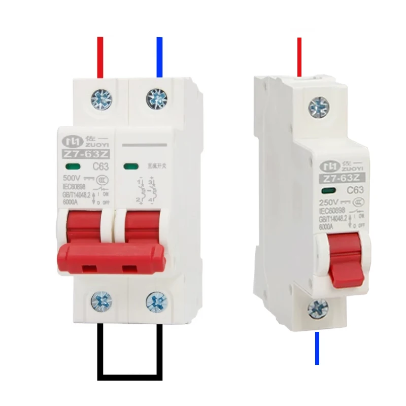 DC 1P 250V/2P 500V Photovoltaic Circuit Breaker 6A 10A 16A 20A 25A 32A 40A 50A 63A 80A 100A 125A Mini MCB PV Systems Protector