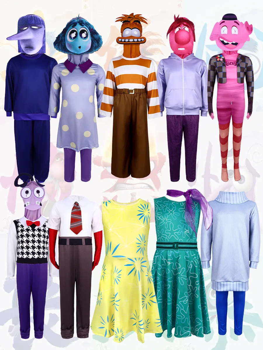Cosplay Costume Anime Movie Inside Out Joy Cospaly Costume Joy Anger Fear Cos Outfits For Adult Kids Halloween Stage Performance Costume