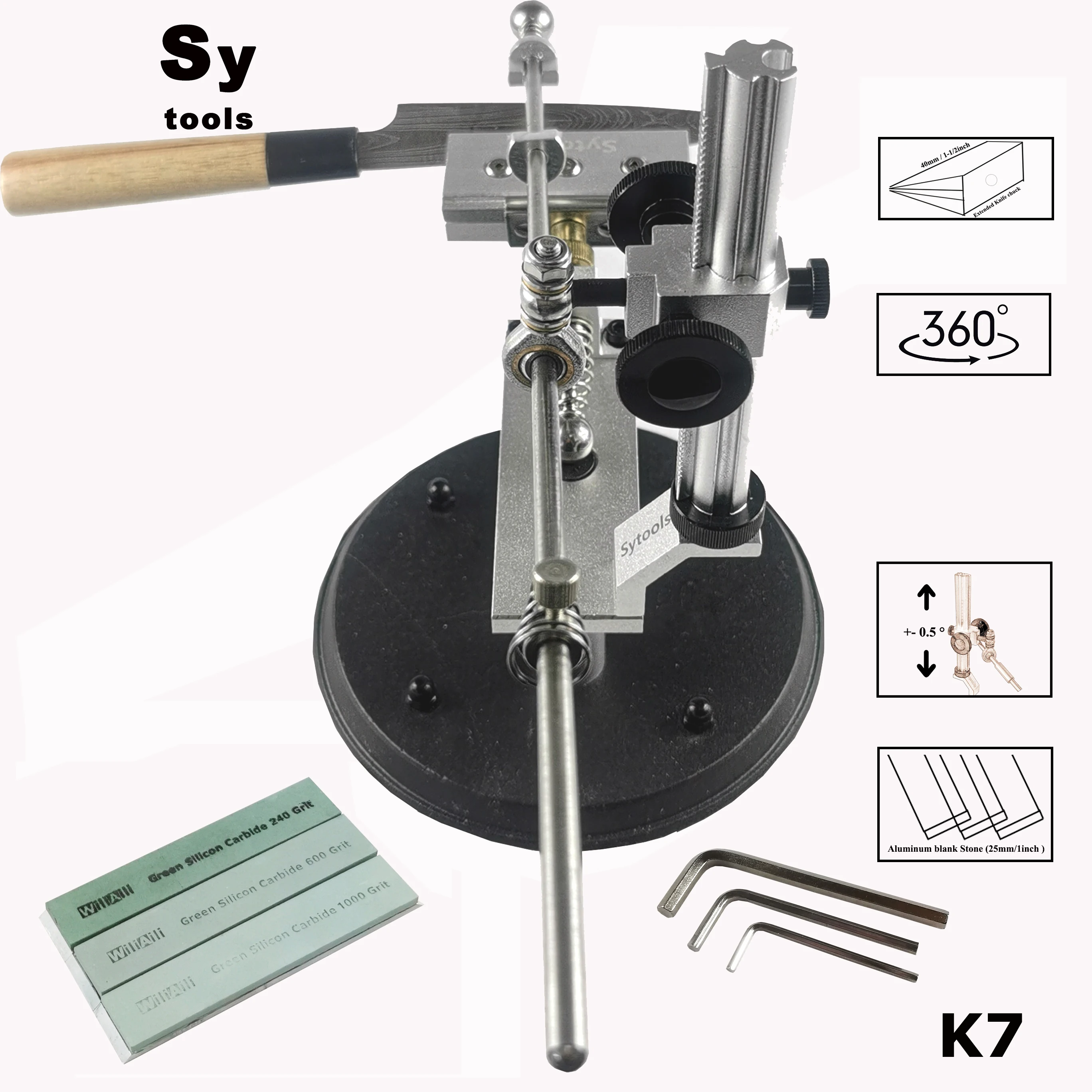 

Professional Knife Sharpener with 3 Whetstones, 360° Rotation Flip Design Fixed-Angle Stainless Steel Kitchen Chef Knife Sharpe