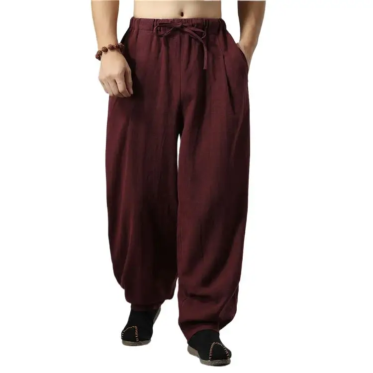 

Plus size Casual Harem Pants Men Jogger Loose cotton linen Trousers Male vintage Harajuku pantalon tactico hombre y2k yoga