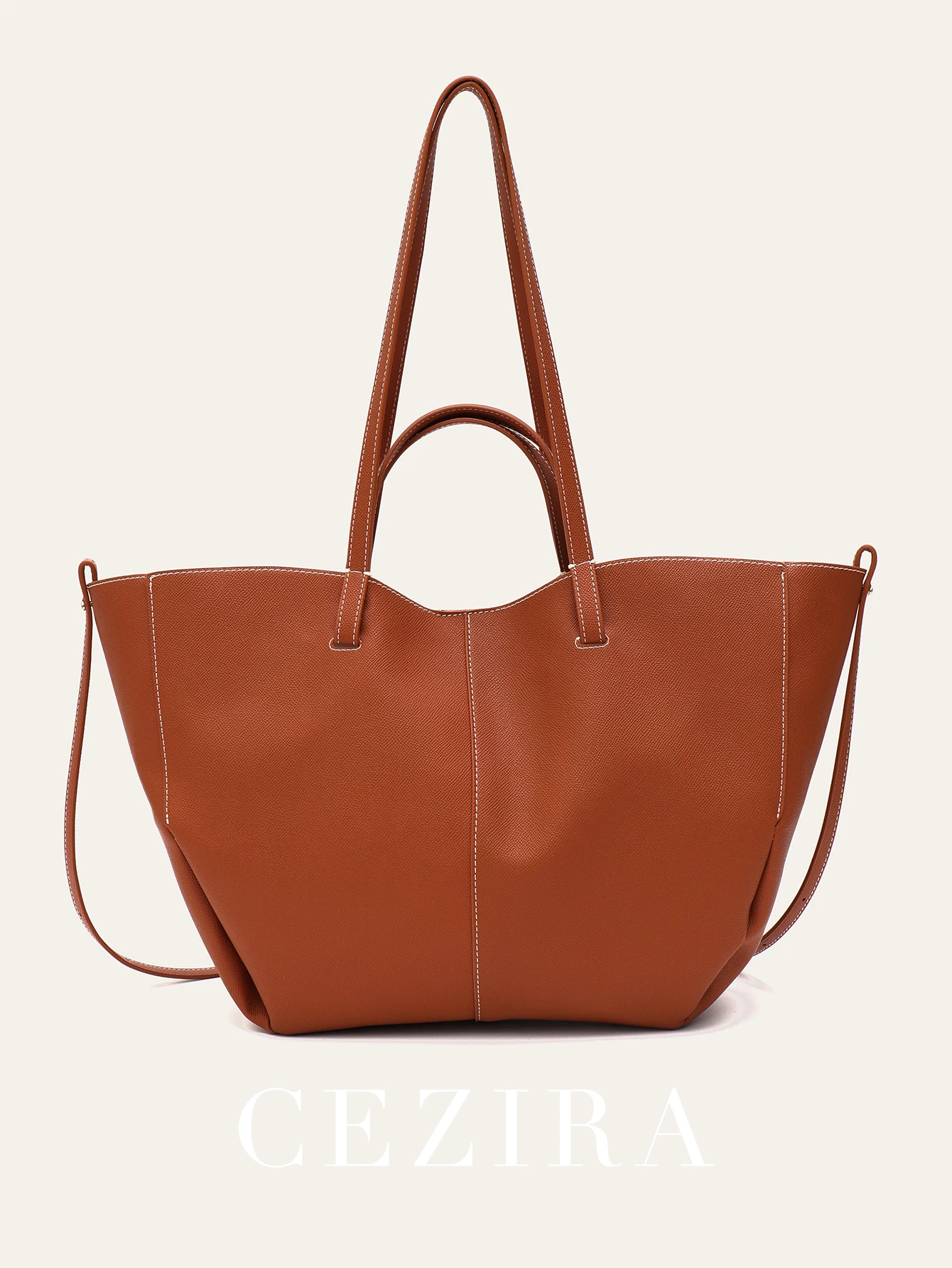 Chic Vegan Leather Tote Handbag: Large Capacity Shoulder Bag & Purse