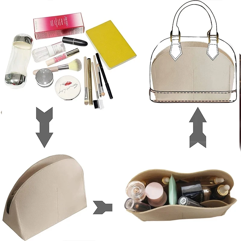 Fits For Alma BB Insert Bags Organizer Makeup Handbag Organize Travel Inner Purse Portable Cosmetic Base Shaper Shell Organizer