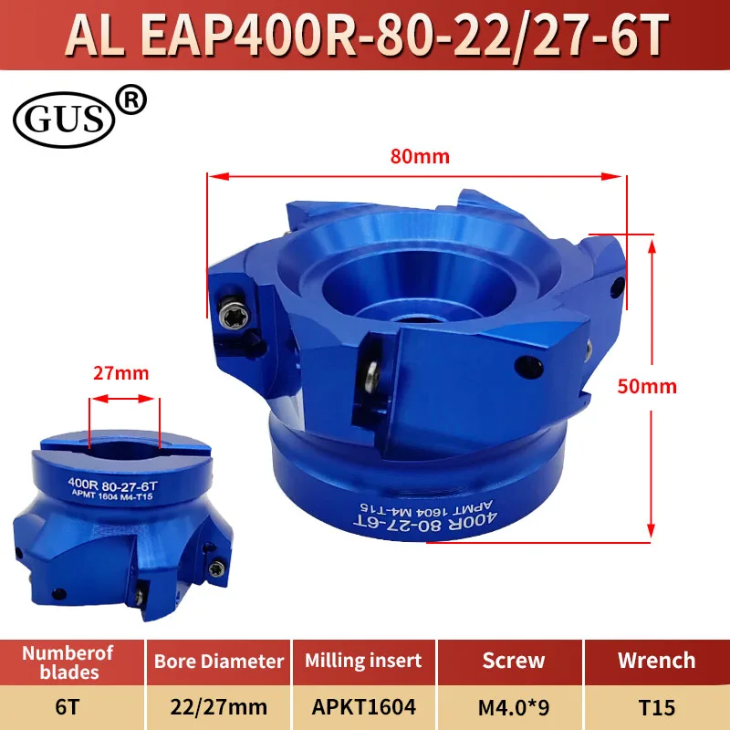 EAP 400R BAP400R 40 50 63 80 100 125 160 90 ° 알루미늄 합금 밀링 커터 헤드 삽입형 APKT1604 CNC FMB 공구 홀더 선반용