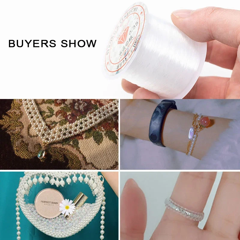 1-5 롤 DIY 스트레치 스레드 문자열 목걸이 쥬얼리에 대 한 강력한 탄성 라인 크리스탈 구슬 코드 구슬 코드 로프 8m/롤 만들기