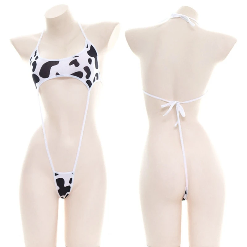Women Swimsuit One Piece Swimsuit Cow Maid Cosplay Bikini Lingerie Bodysuit
