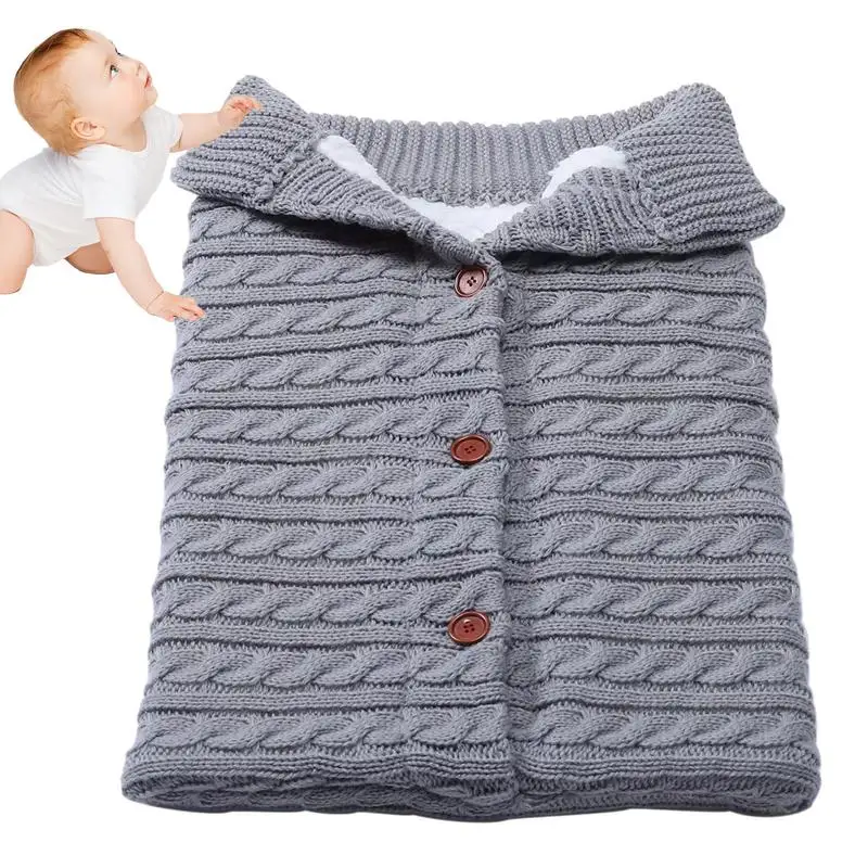 

Stroller Sleeping Bag Kids Warm Autumn Winter Stroller Blanket With Buckles Weatherproof Universal Soft Thick Knit Stroller Sack