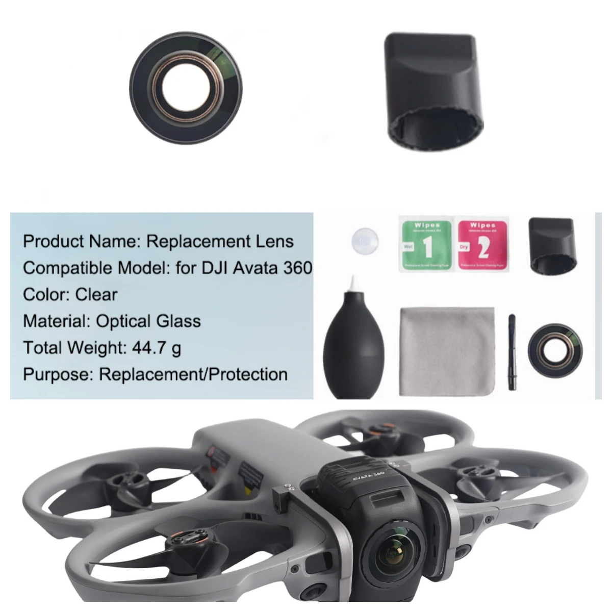 Lentille Remplacement DJI Avata 360 Verre Optique + Outils