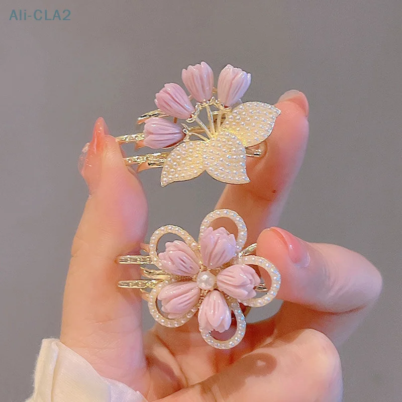 

Delicate Flowers Pearl Trumpet Grip Clip Hairpin Female Side Clip Bangs Clip Broken Hair Mori Sweet New Duckbill Clip