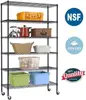 48"L×18"W×82"H Wire Shelving Unit Storage Cart Metal Shelf Rolling Utility Cart 2100Lbs Capacity, Black 6