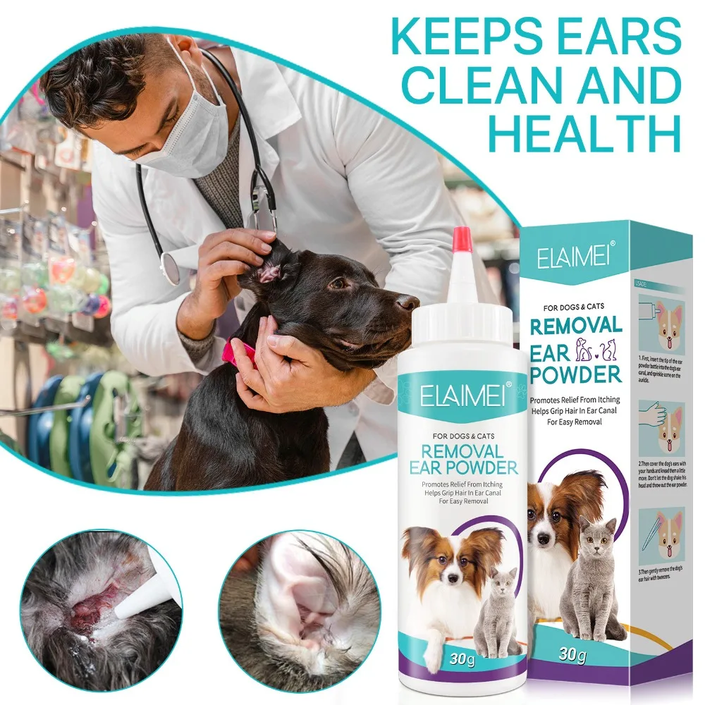 Pet Ear Powder for Dogs and Cats Pet Ear Health Care Easy to Remove Hair pet ear powder