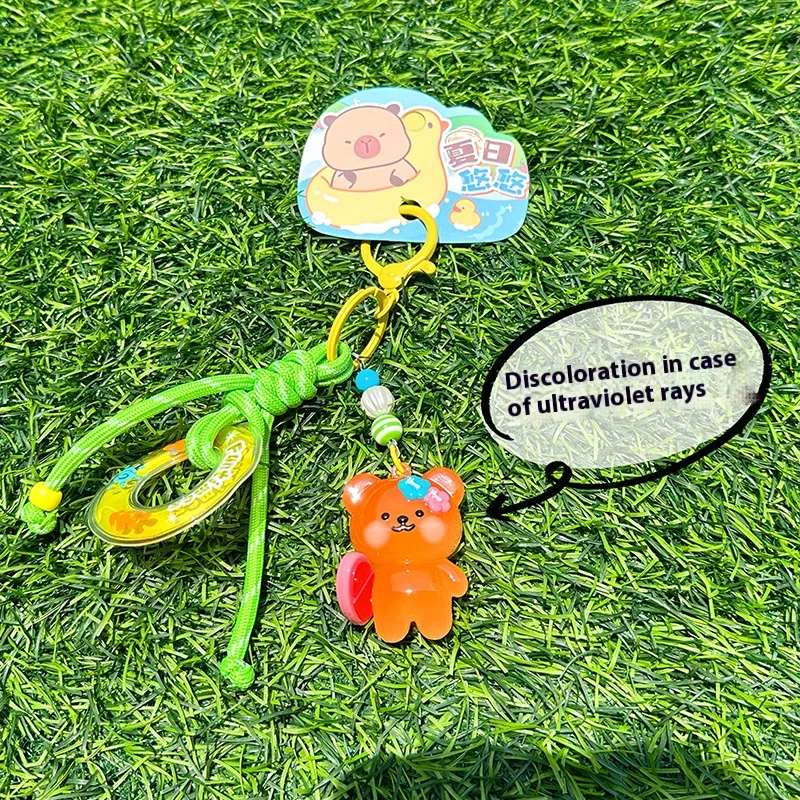 색상 변경 고양이 토끼 펜던트 키 체인 Uv 감도 온도에 민감한 색상 변경 열쇠..