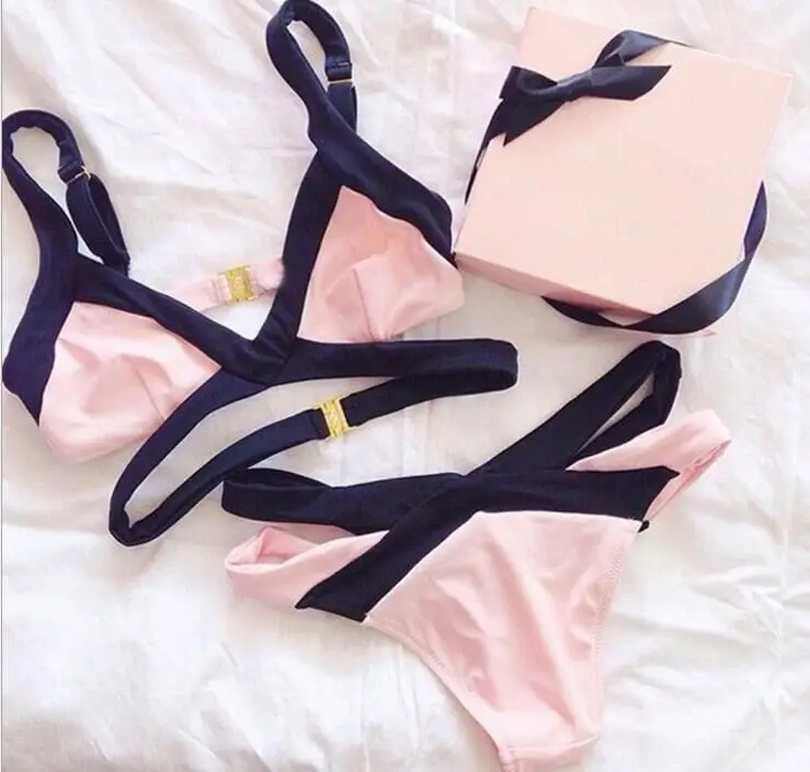 

Latest Sexy Bandage Secret Bikini Sets Swimwear Beach Comfortable Split Color Swimsuit Sexy Spa Suits 2023